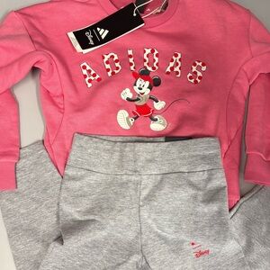 Adidas x Disney Pink and Gray Toddler Matching Set size 2T- BRAND NEW